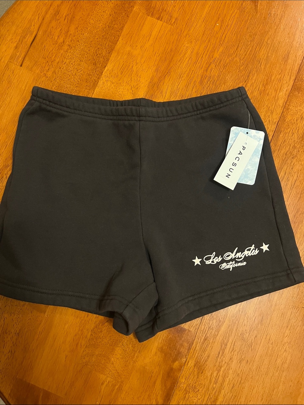 PacSun Black Los Angeles Graphic Athletic Lounge Shorts